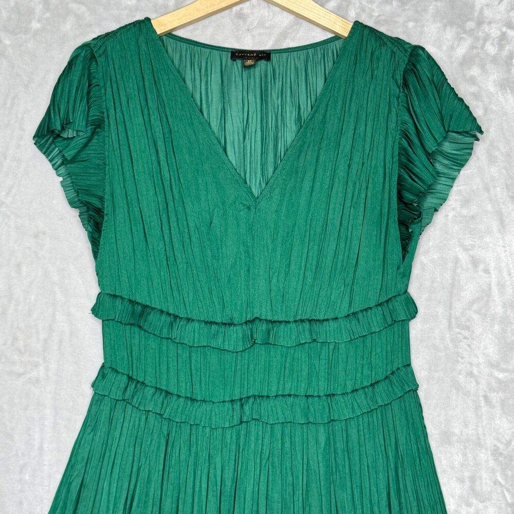 Anthropologie Current Air Sereia Dress Womens Small Dark Green Midi V Neck - Picture 3 of 8